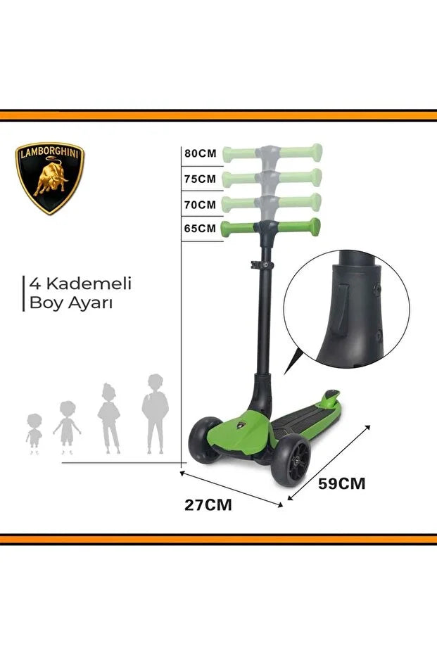 Lamborghini Yeşil Scooter Işıklı Tekerlek LB2005-4