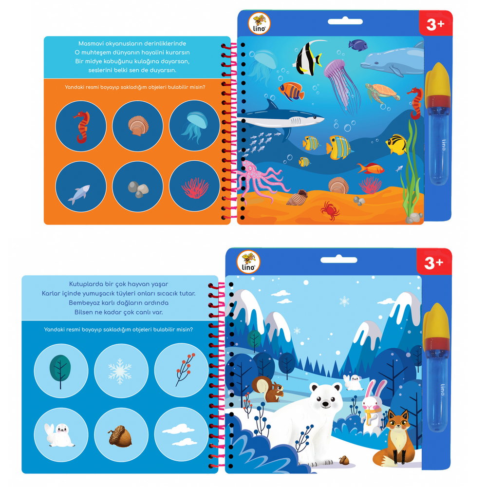 Lino Boyama Kitabı Aqua Magic Book Hayvanlar Sihirli TFL-1008
