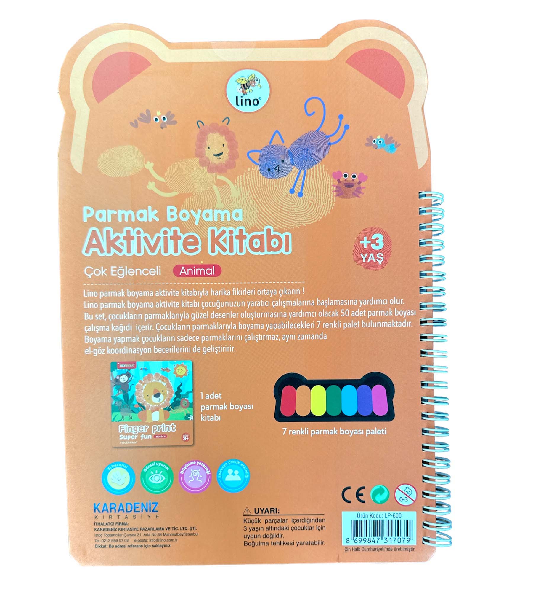 Lino Parmak Boyama Aktivite Kitabı Animal Lp-600-3