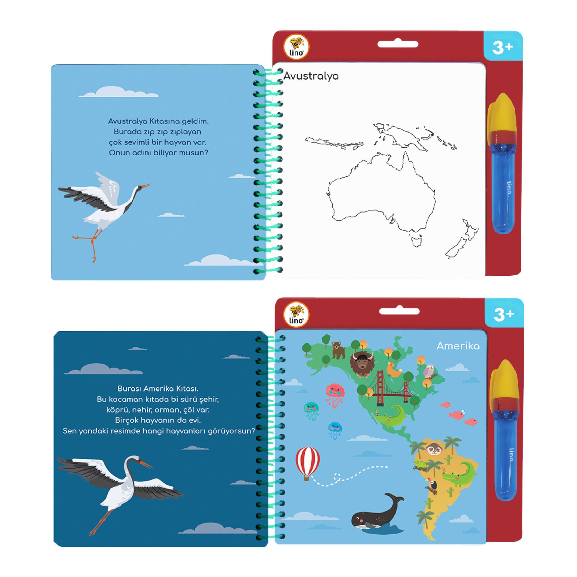 Lino Sihirli Boyama Kitabı Aqua Magic Book Kıtalar TFL-1001-3