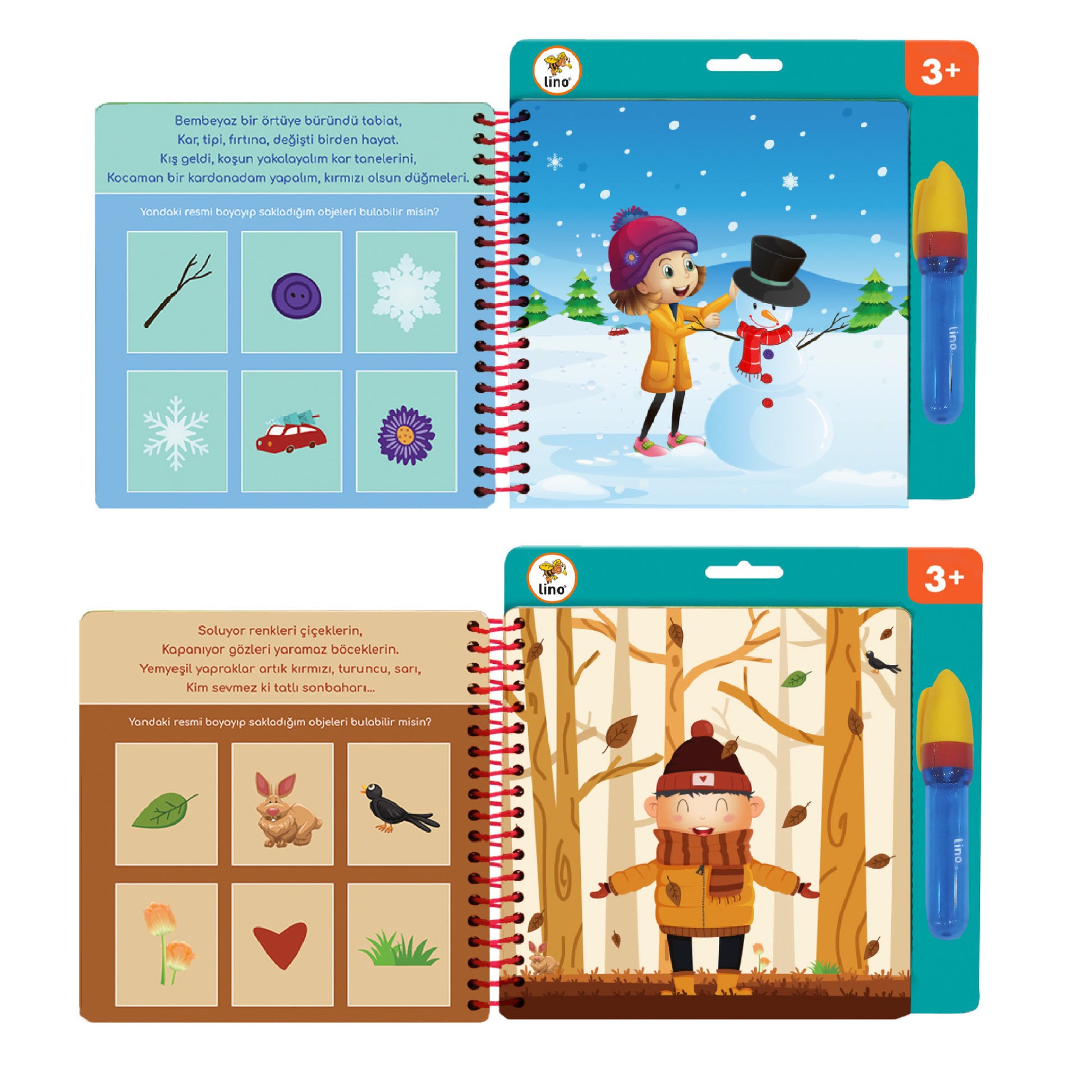 Lino Sihirli Boyama Kitabı Aqua Magic Book Mevsimler TFL-1005-3