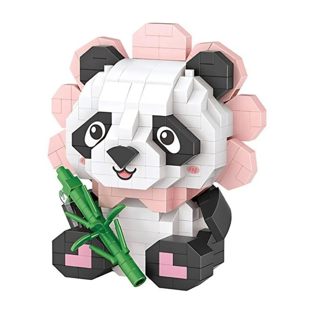 Loz Oturan Sevimli Çiçek Panda 350 Parça Block Oyuncak Lz8803-2