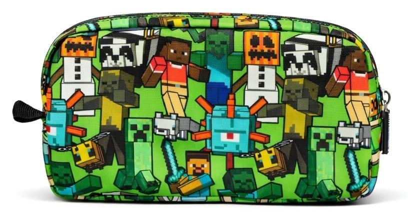 Minecraft İki Gözlü Erkek Çocuk Minecraft Yazılı Yeşil - Siyah Okul Kalem Çantası/Kalemlik - 26603-2