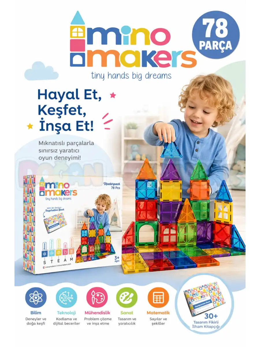 Mino Makers 78 Parça Manyetik Yapı Blokları