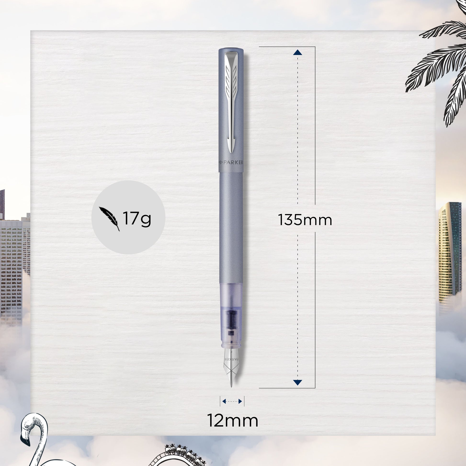 Parker Dolma Kalem Vector XL M Uç Gümüş Mavi-6