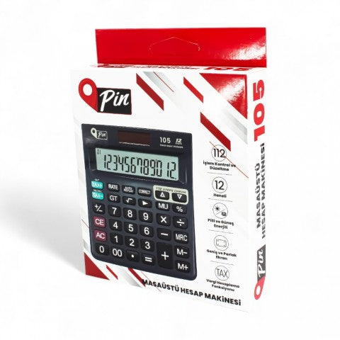 Pin 105 Masaüstü Hesap Makinesi 12 Hane-2