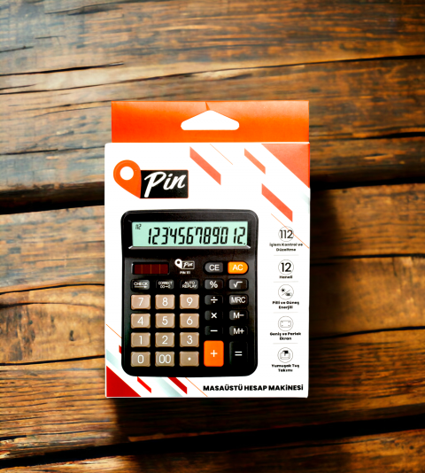 Pin Masa Üstü Hesap Makinesi 12 Hane Siyah 111