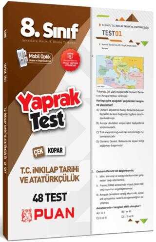 Puan Yayınları 8. Sınıf LGS T.C. İnkılap Tarihi ve Atatürkçülük Yaprak Test