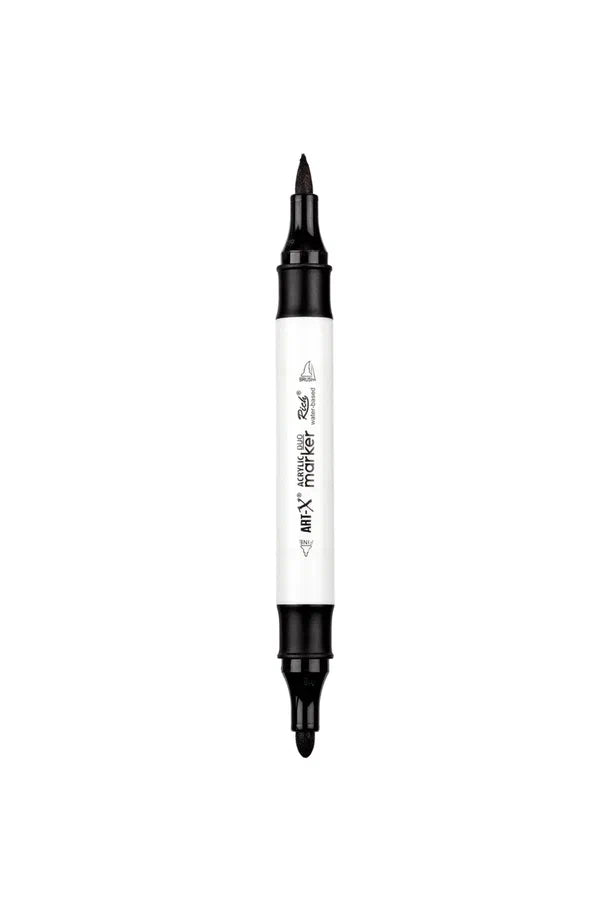 Rich Art-X Acrylic Duo Marker Çift Uçlu Su Bazlı Boyama Kalemi No:10 Siyah