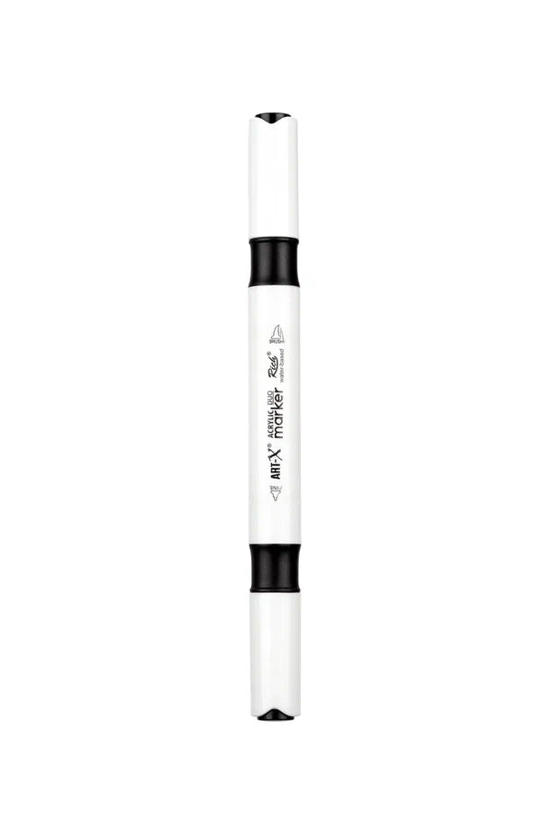 Rich Art-X Acrylic Duo Marker Çift Uçlu Su Bazlı Boyama Kalemi No:10 Siyah-2