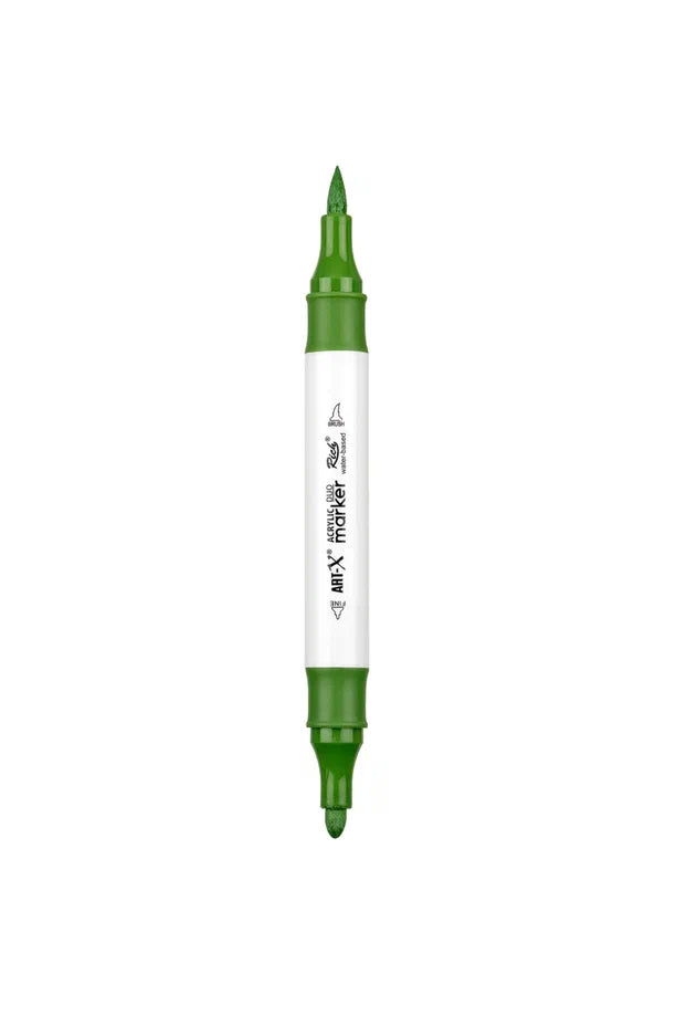 Rich Art-X Acrylic Duo Marker Çift Uçlu Su Bazlı Boyama Kalemi No:154 Yaprak Yeşili