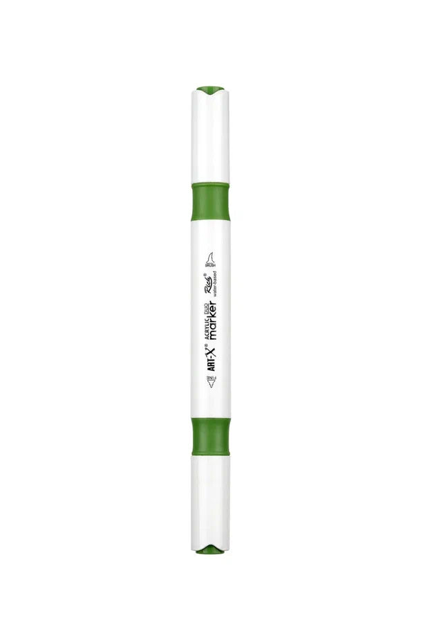 Rich Art-X Acrylic Duo Marker Çift Uçlu Su Bazlı Boyama Kalemi No:154 Yaprak Yeşili-2