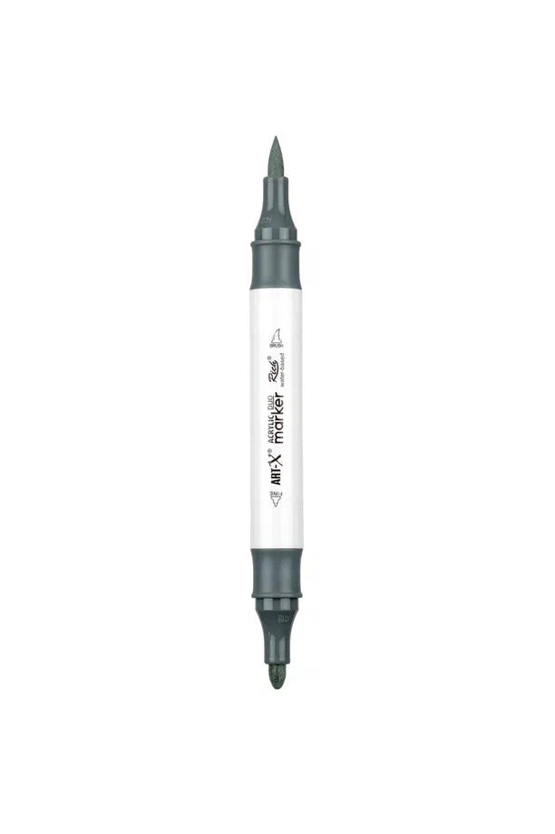 Rich Art-X Acrylic Duo Marker Çift Uçlu Su Bazlı Boyama Kalemi No:205 Koyu Gri