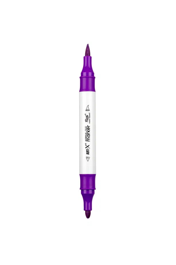 Rich Art-X Acrylic Duo Marker Çift Uçlu Su Bazlı Boyama Kalemi No:27 Eflatun-1