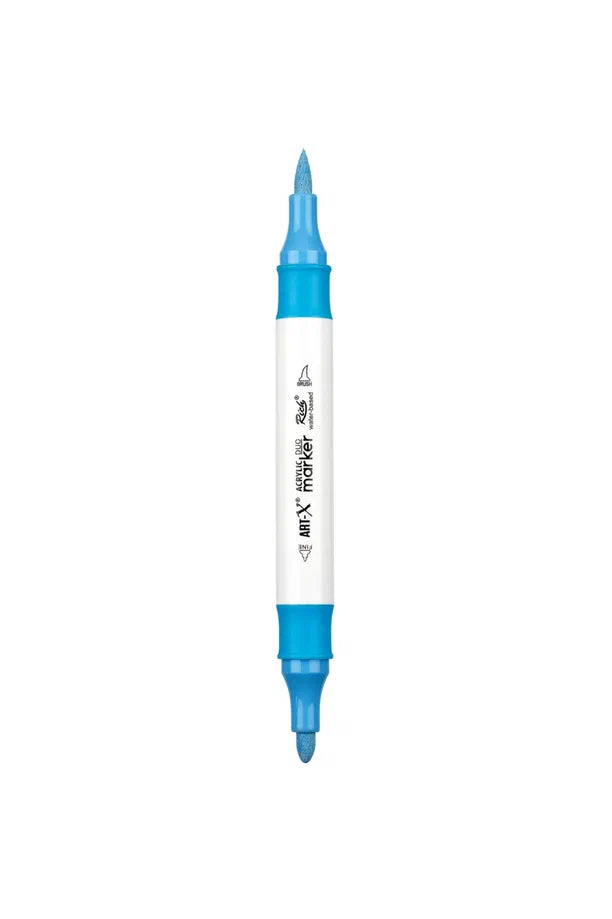 Rich Art-X Acrylic Duo Marker Çift Uçlu Su Bazlı Boyama Kalemi No:29 Boncuk Mavi-1