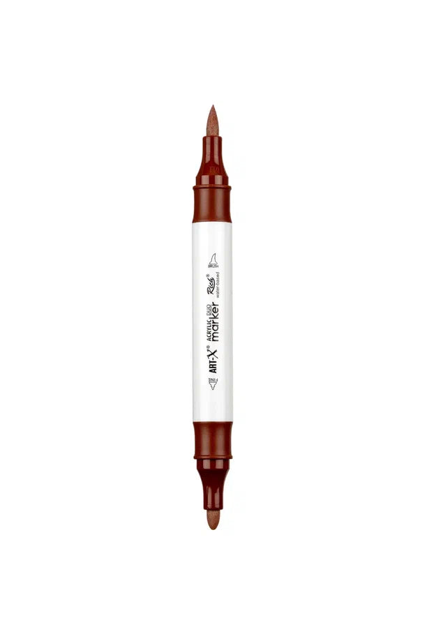 Rich Art-X Acrylic Duo Marker Çift Uçlu Su Bazlı Boyama Kalemi No:38 Koyu Kahve-1