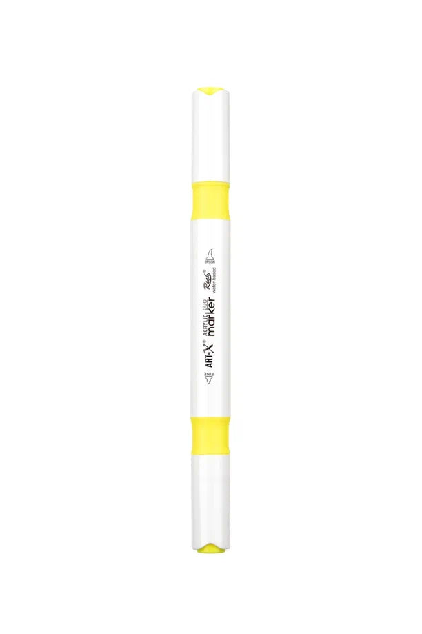 Rich Art-X Acrylic Duo Marker Çift Uçlu Su Bazlı Boyama Kalemi No:63 Neon Sarı-2