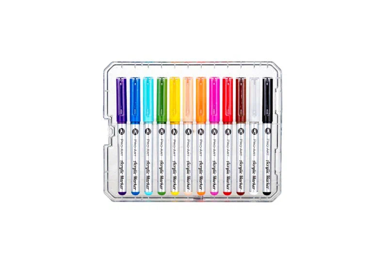Rich Art-X Pro Fırça Uçlu Akrilik Marker Seti 12 Renk Kristal Kutulu-1