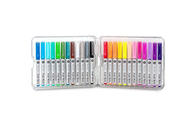Rich Art-X Pro Fırça Uçlu Akrilik Marker Seti 24 Renk Kristal Kutulu-1