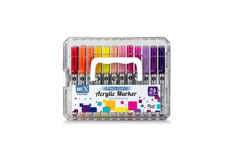 Rich Art-X Pro Fırça Uçlu Akrilik Marker Seti 24 Renk Kristal Kutulu-2