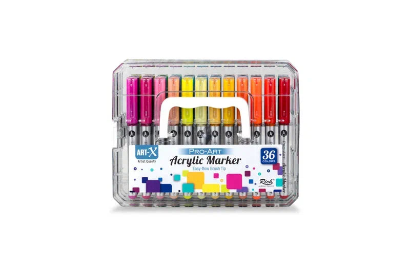 Rich Art-X Pro Fırça Uçlu Akrilik Marker Seti 36 Renk Kristal Kutulu-2