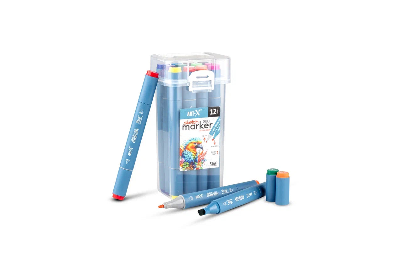 Rich Art-X Sketch Marker Duo Çift Uçlu Marker Kalem 12 Renk Set