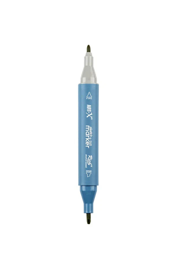 Rich Art-X Sketch Marker Duo Çift Uçlu Marker Kalem 377 Olive Green-1