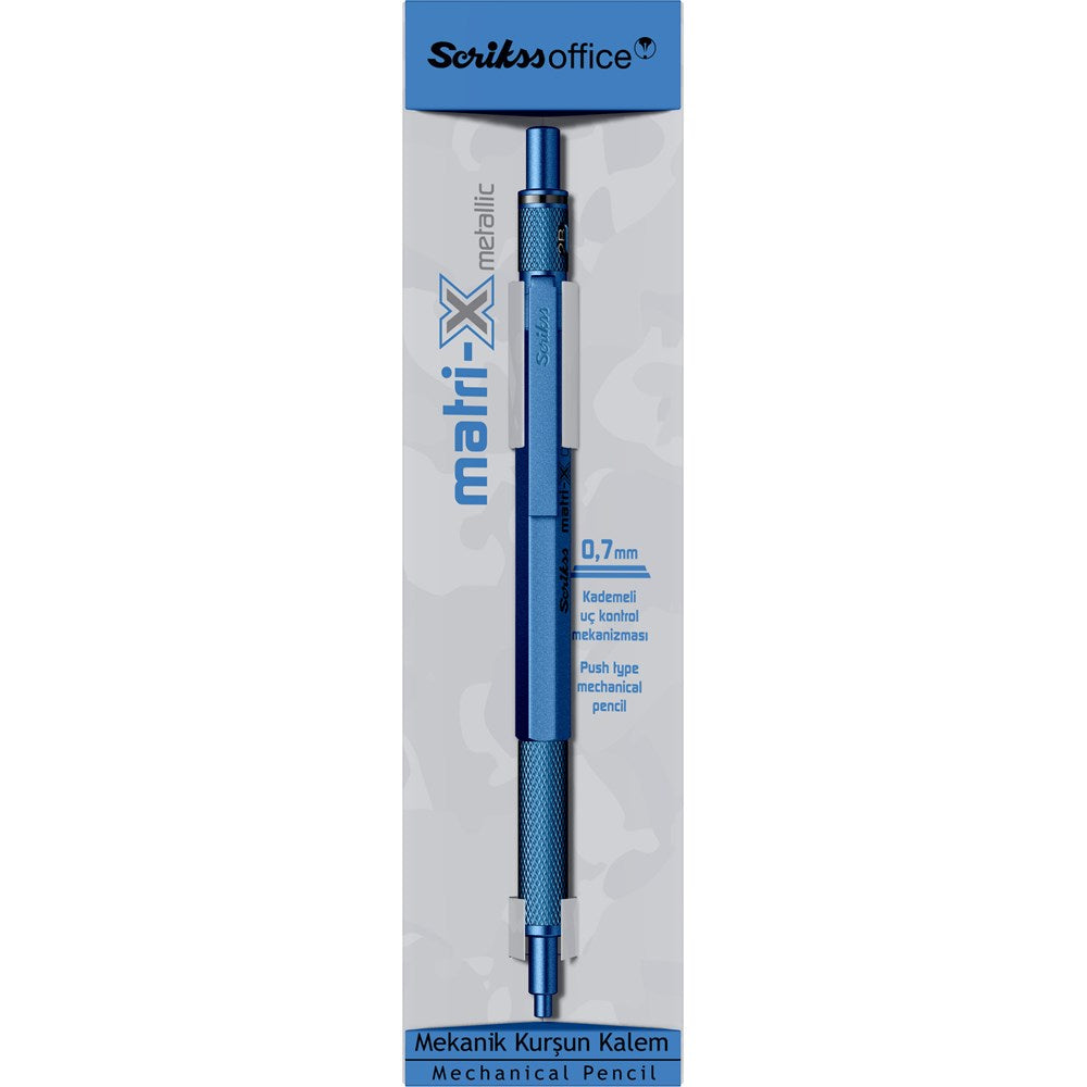 Scrikss Matri-x Mekanik Versatil Kalem 0.7 Metalik Mavi-5