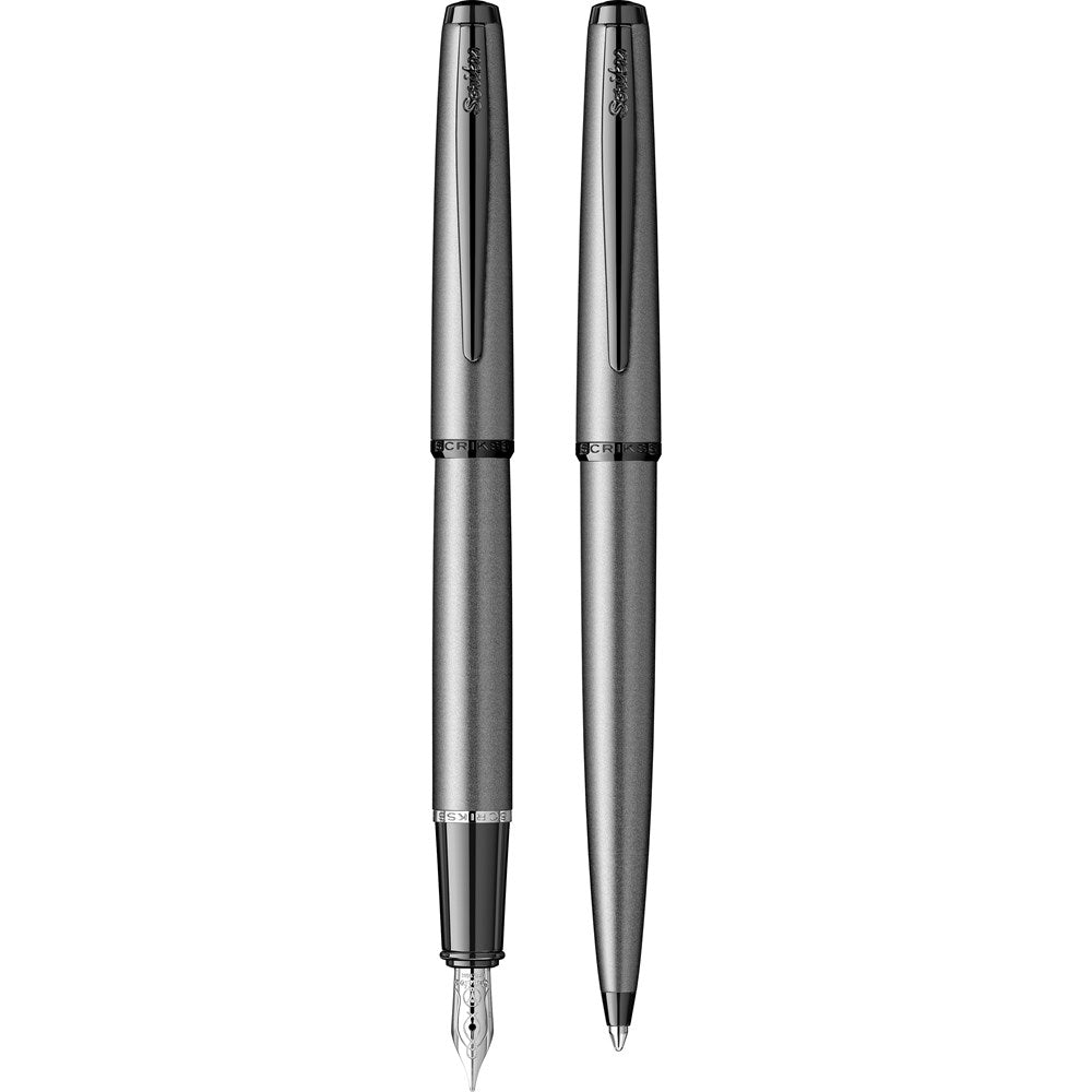 Scrikss Metropolis 78MG Dolma Kalem & Tükenmez Kalem Takım M Uç Mat Gri-4