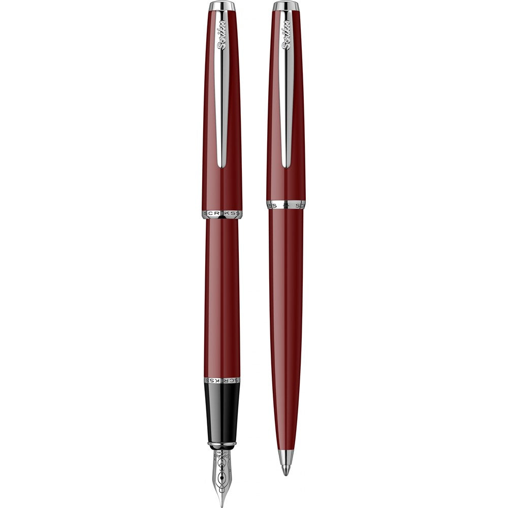 Scrikss Vintage 33 Dolma Kalem & Tükenmez Kalem Takım M Uç Bordo-1