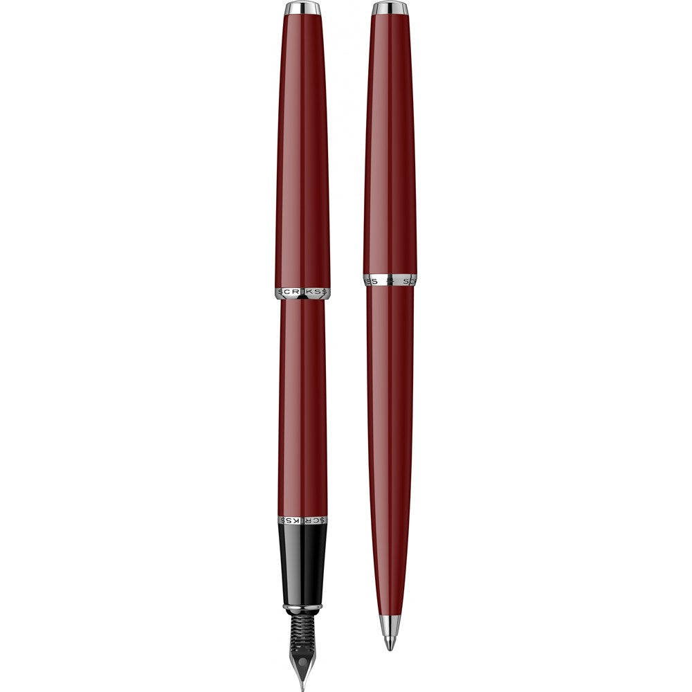 Scrikss Vintage 33 Dolma Kalem & Tükenmez Kalem Takım M Uç Bordo-3