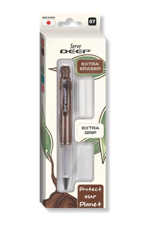 Serve Deep Kahverengi Uçlu Kalem + Uç + Silgi 0.7 mm 3 Lü Set-1