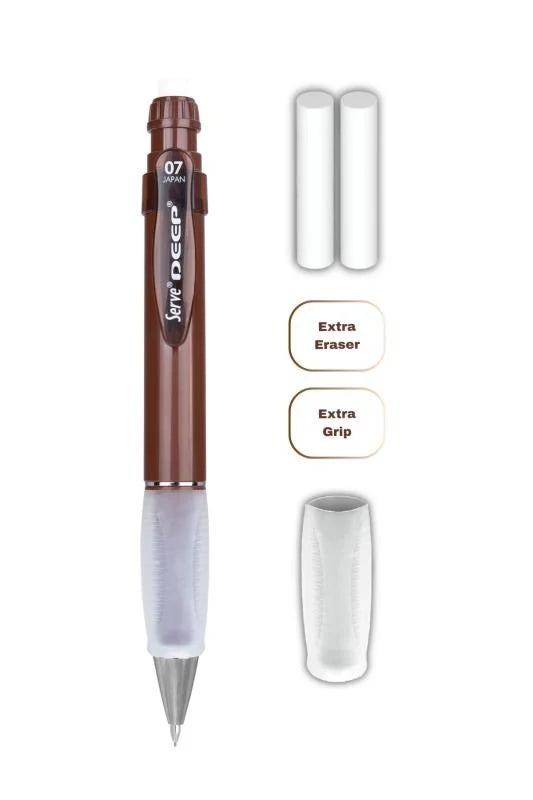 Serve Deep Kahverengi Uçlu Kalem + Uç + Silgi 0.7 mm 3 Lü Set-2