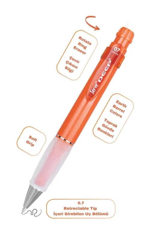 Serve Deep Kremit Uçlu Kalem + Uç + Silgi 0.7 mm 3 Lü Set-2
