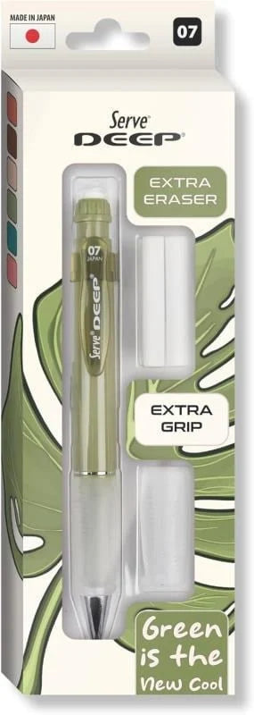 Serve Deep Yeşil Uçlu Kalem + Uç + Silgi 0.7 mm 3 Lü Set-1