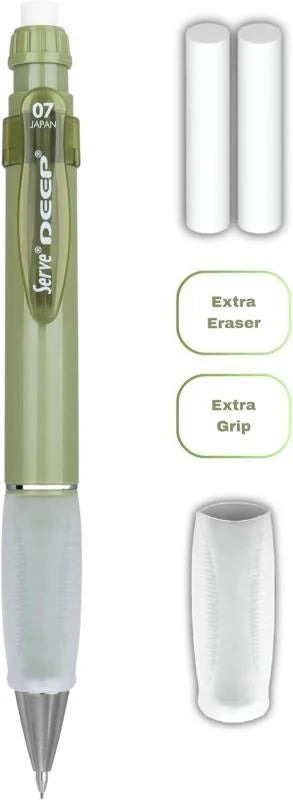 Serve Deep Yeşil Uçlu Kalem + Uç + Silgi 0.7 mm 3 Lü Set-2