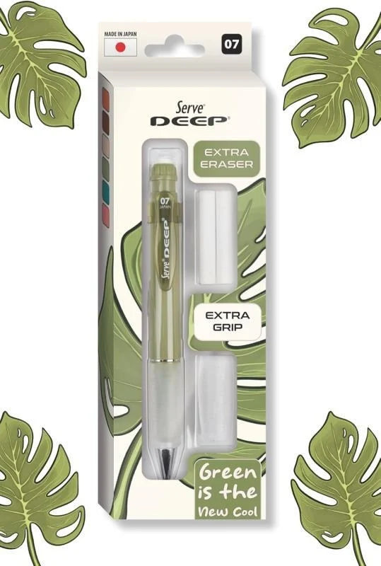 Serve Deep Yeşil Uçlu Kalem + Uç + Silgi 0.7 mm 3 Lü Set-3