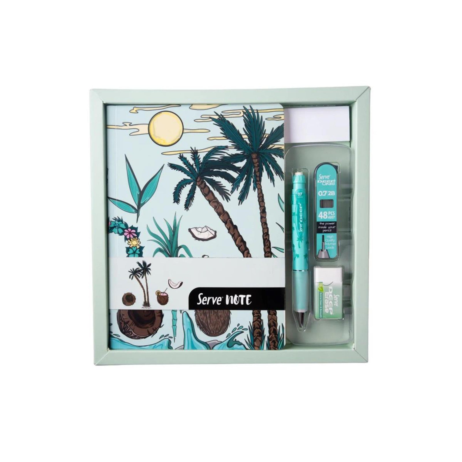 Serve Defter Seti Desenli Nane Yeşili Kutulu-4
