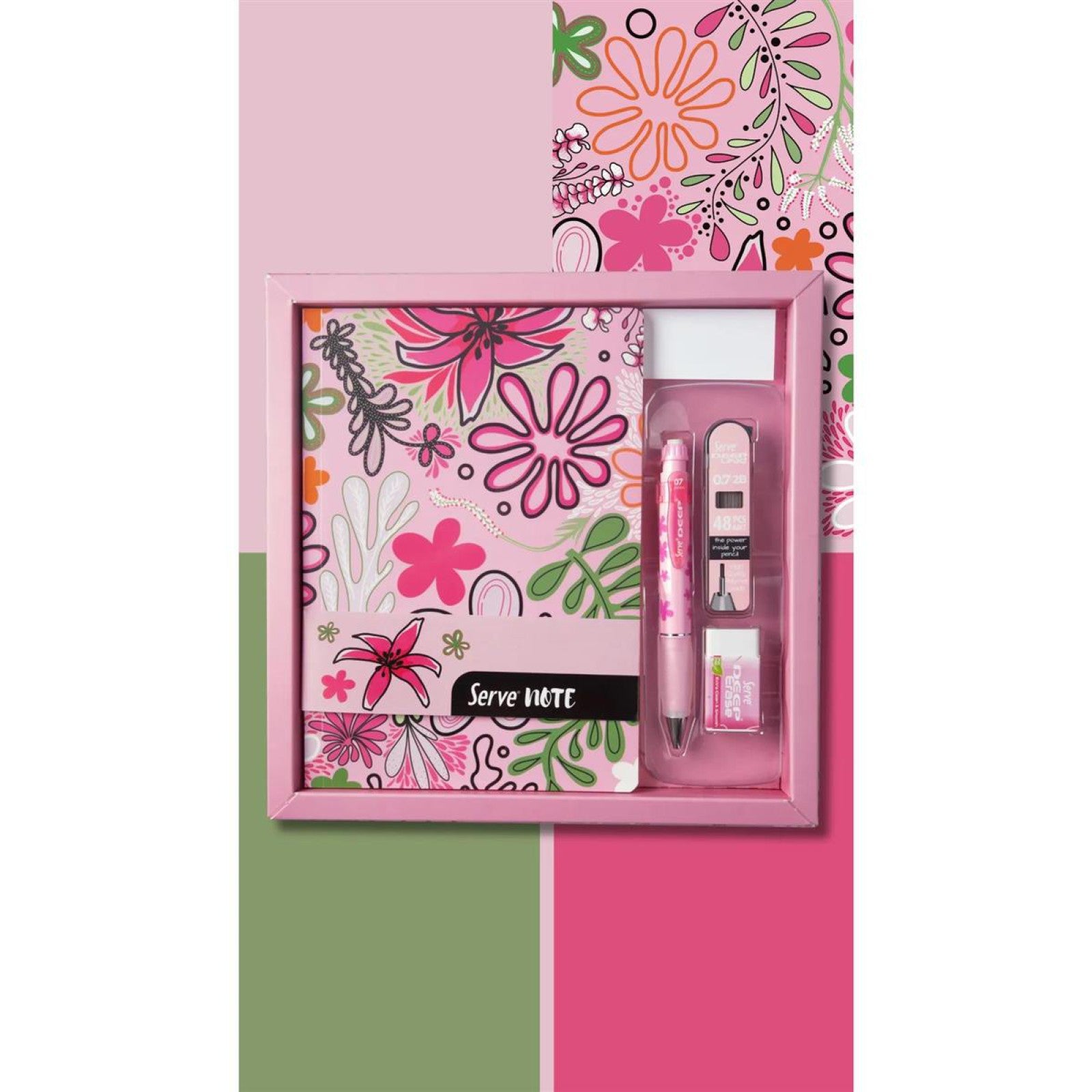 Serve Defter Seti Desenli Şeker Pembe Kutulu-1