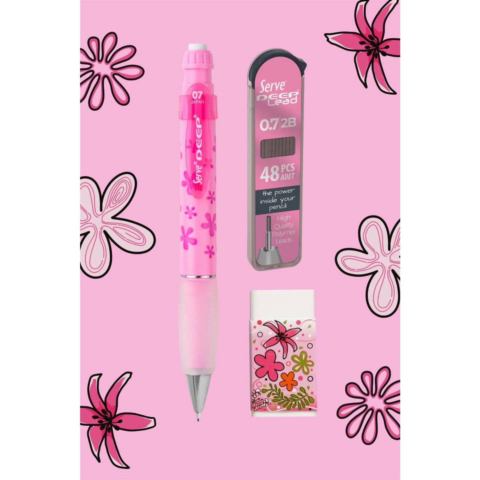 Serve Defter Seti Desenli Şeker Pembe Kutulu-3