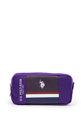 U.S. Polo Assn. Çift Gözlü Deri-Süet Mor Kalem Çantası PLKLK23096
