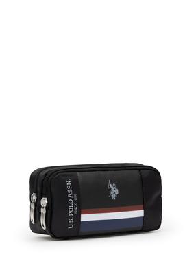 U.S. Polo Assn. Çift Gözlü Deri-Süet Siyah Kalem Çantası PLKLK23092-3