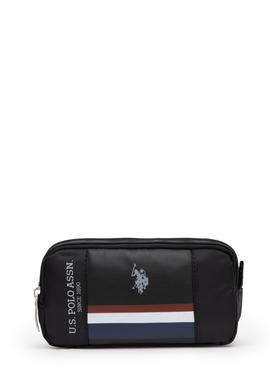 U.S. Polo Assn. Çift Gözlü Deri-Süet Siyah Kalem Çantası PLKLK23092-2