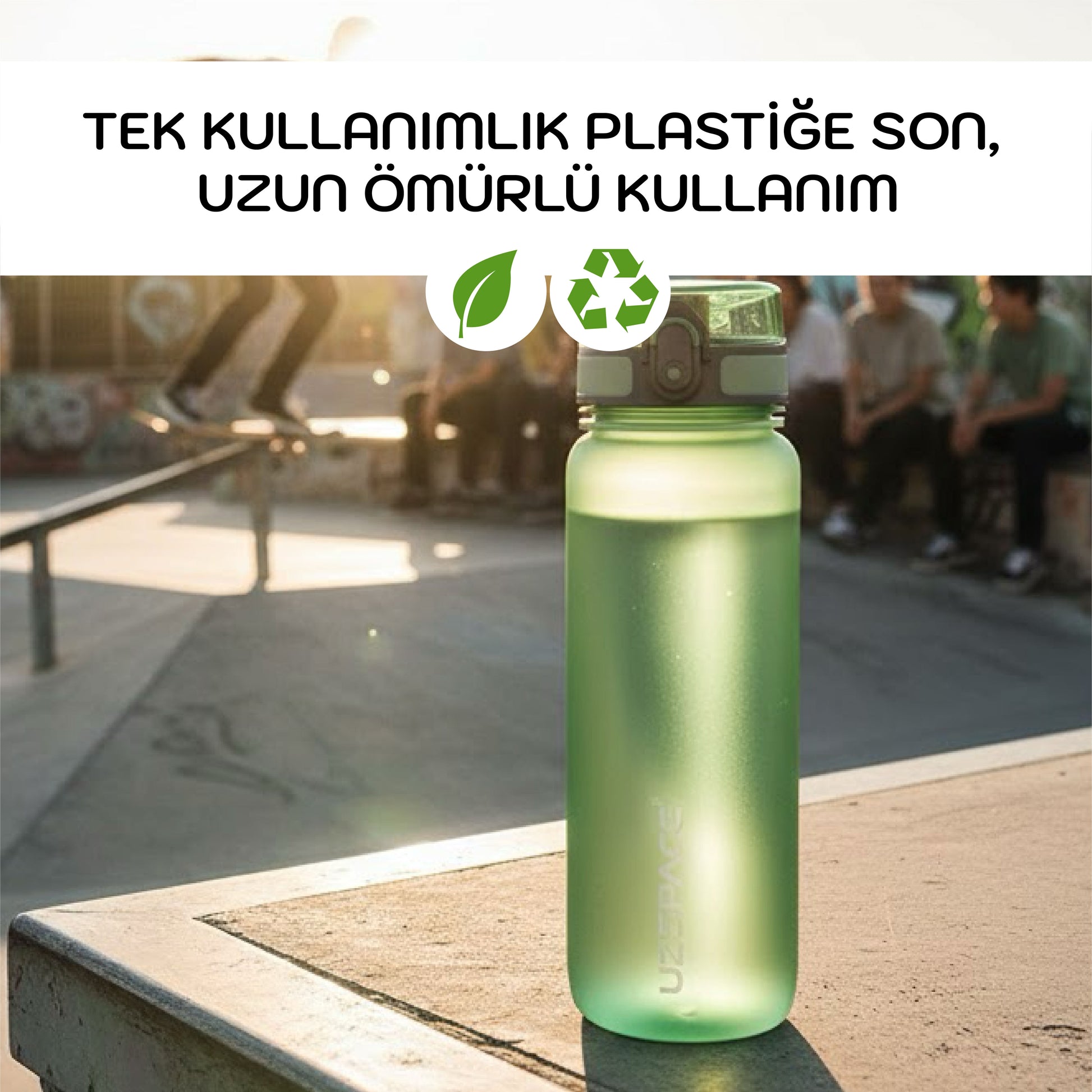 Uzspace 3053 800ml Zeytin Yeşili Tritan Matara-2