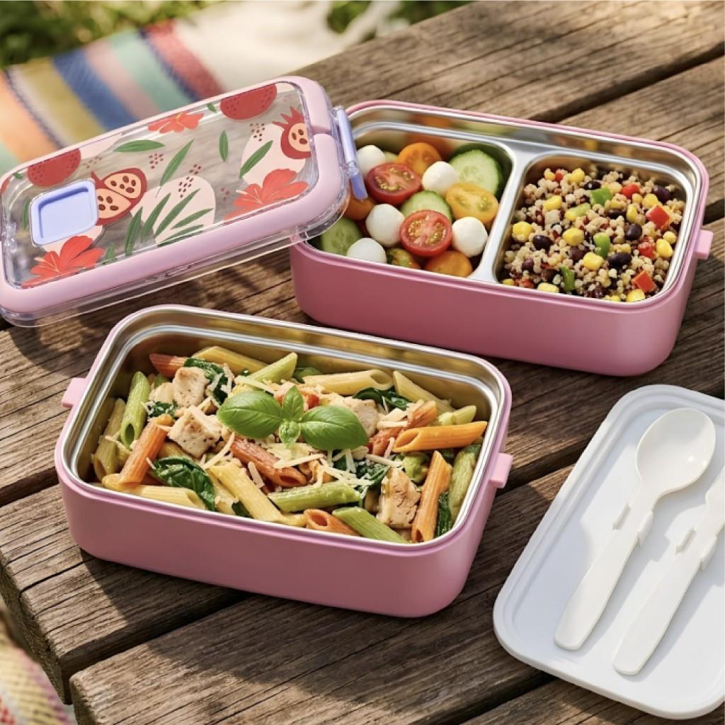 Vagon Life Beslenme Kutusu Paslanmaz Çelik Pembe Lunchbox 700 Ml Vgn-6748
