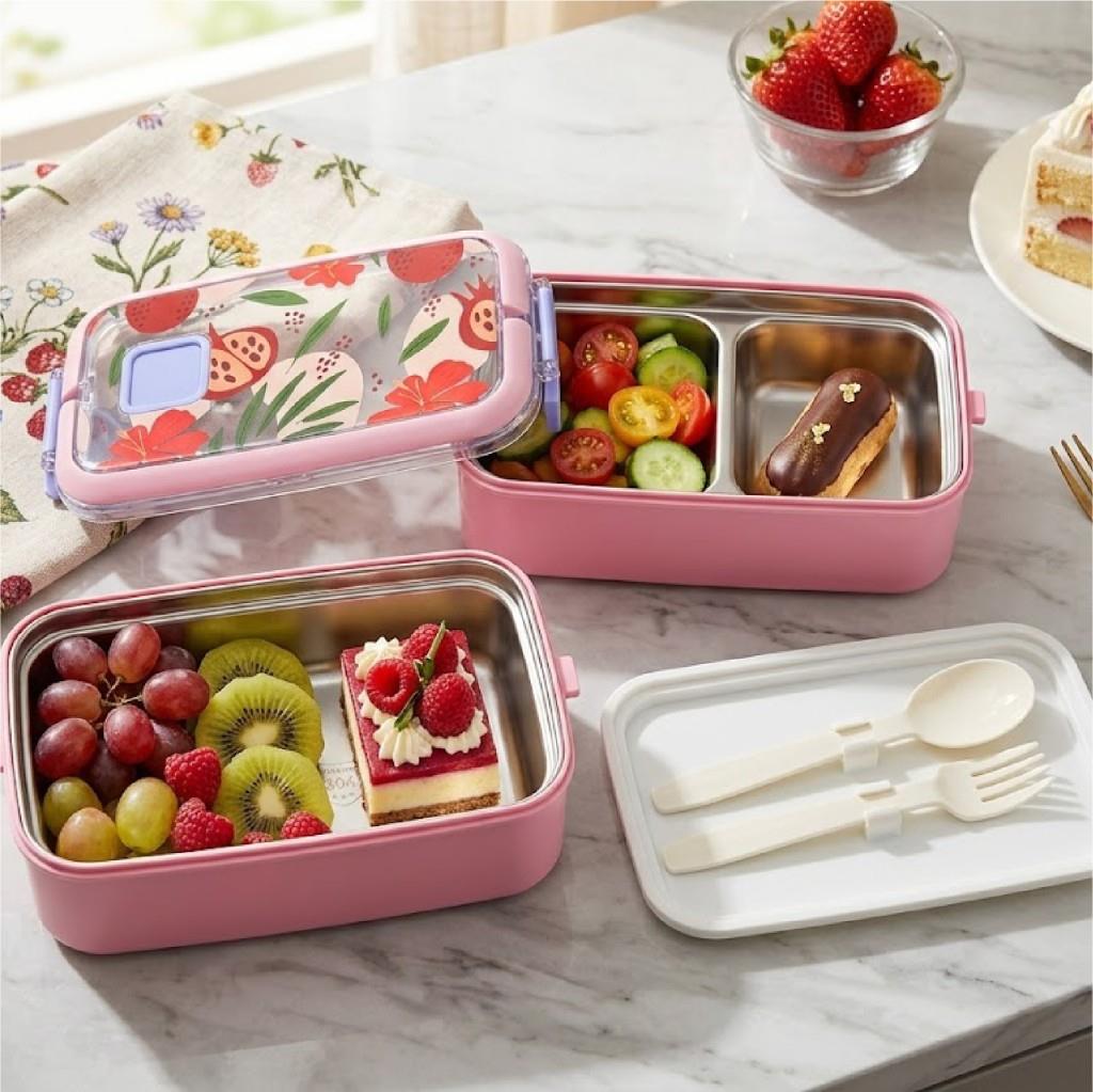 Vagon Life Beslenme Kutusu Paslanmaz Çelik Pembe Lunchbox 700 Ml Vgn-6748
