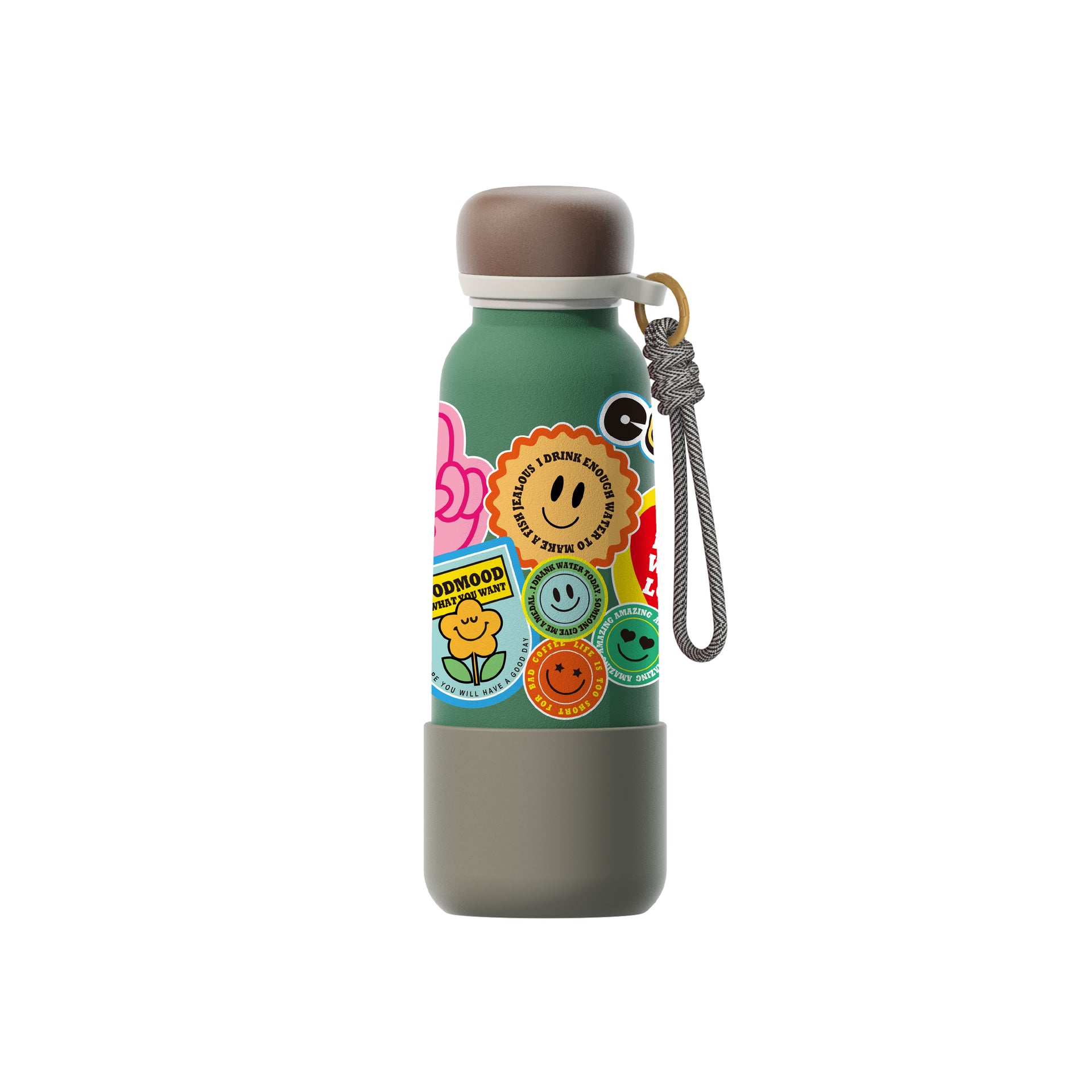 Vagonlife 550 Ml Pipetli Çelik Termos Sticker Desenli Yeşil VGN1105