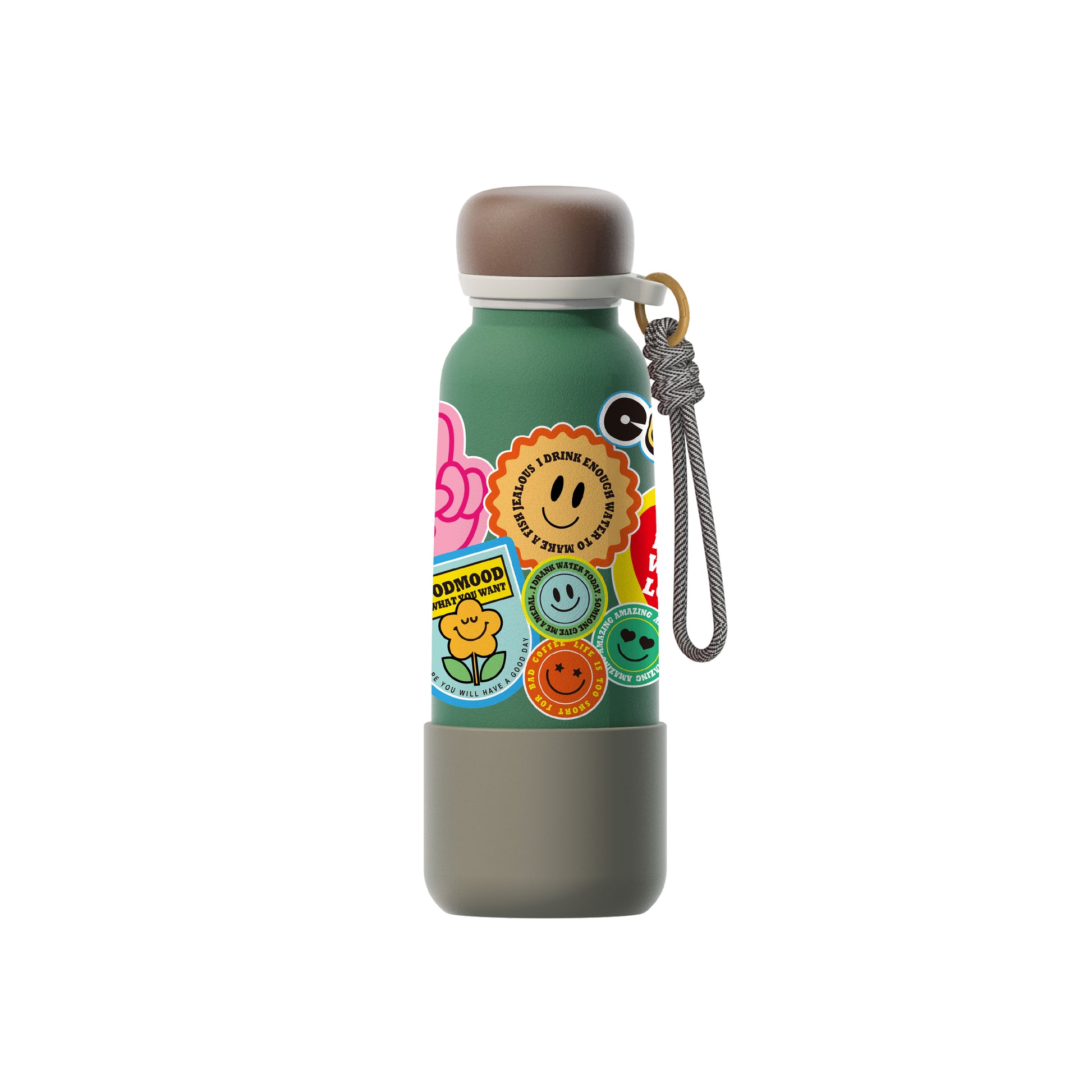 Vagonlife 550 Ml Pipetli Çelik Termos Sticker Desenli Yeşil VGN1105-1