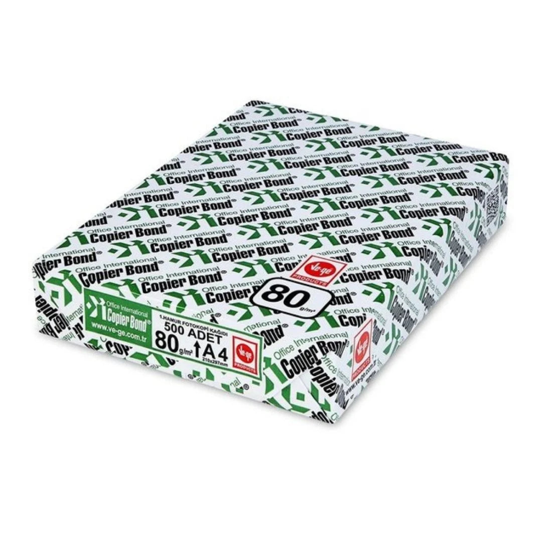 Ve-Ge Fotokopi Kağıdı Copier Bond 500 LÜ A4 80 GR Beyaz 1 Paket-1